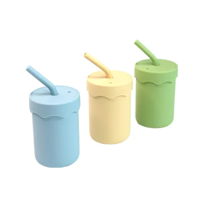 2025 New BPA Free 150ml Leak-Proof Silicone Straw Cup Baby Learning Drinking Water Bottle Children's Water Cup