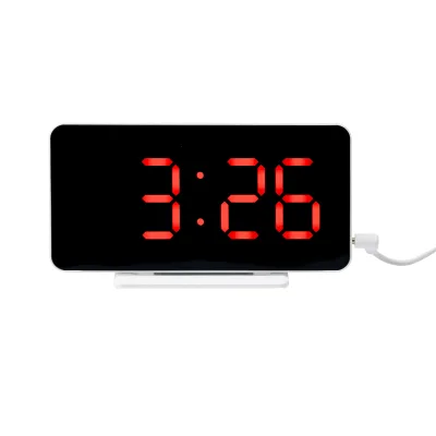 Factory Direct Sale Modern Design LED Colorful Smart Desk Voice Controlled Digital Alarm Wall Clock With USB Charging Cable