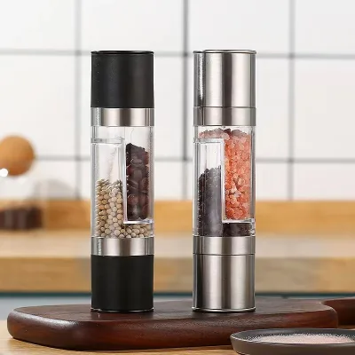 Manual Salt Pepper Mill Adjustable Acrylic 2 in 1 Salt Pepper Grinder