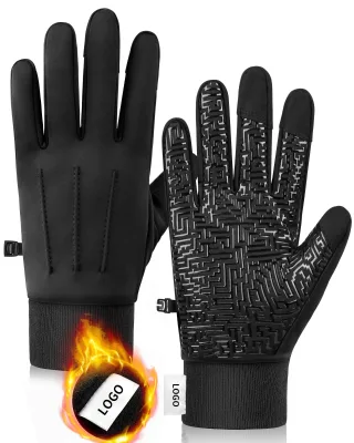 Touchscreen Waterproof Breathable Silicone Gel Palm Fleece Lining Winter Warm Outdoor Cycling Running Gloves