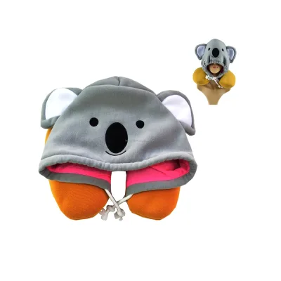 Best-Selling Cozy  Stylish Cartoon Hooded Travel Neck Pillow Portable Inflatable Polyester for Office  Travel Filled with Air
