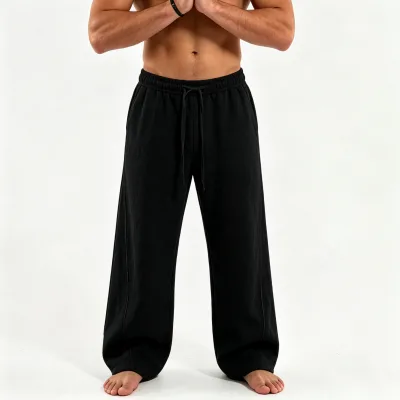 Men Thick High Waist Wide Leg Casual Pants,Streetwear Sports Trousers for Outdoor Daily Activities,OEM Custom Logo Available