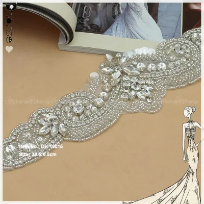 2018 New Arrival Sequins Wedding Bridal Sash Belt Crystal Pearl Wedding Dress Sash Belt