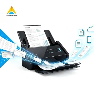 Sleek Modern Body Usb Wired Connection Fast One Touch Scan Business Office File Automatic Document Feeder Scanner