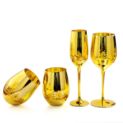 Unique Customized Gold Crystal Goblet Wine Glass Unique Modern Design With Custom Logo for Home Decoration Cocktail Parties