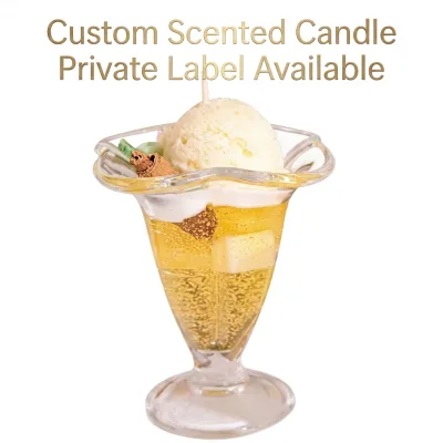 Private Label Ice Cream Sundae Scented Candle, Custom Handmade Gel Wax Dessert Candles, Bulk Gift Decor for Wholesale