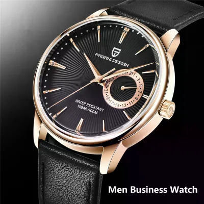 PAGNI DESIGN 1654 Quartz Watches Mens Fashion Business Clock Waterproof Leather Sports Watch Men Luxury Brand Gold Wristwatches