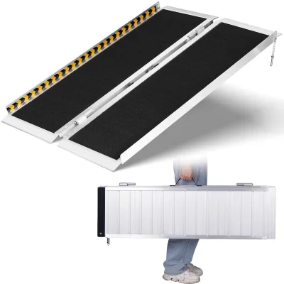 Factory Direct Heavy Duty Aluminum Wheelchair Ramps 800lbs Capacity Non-slip Foldable Ramp with Handle CE Certified