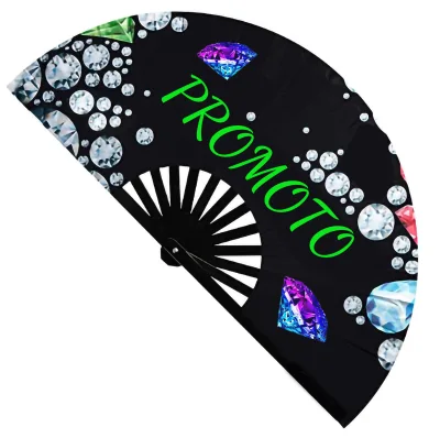 13 Inch 33cm Bamboo UV Glow Folding Fan Festival Rave Fan Passion Graphic Fan