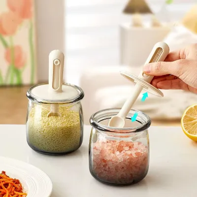 Wholesale Custom Kitchen Telescopic Seasoning Jar Bottle Retractable Spice Jars Containers with Slide Spoon for Salt Sugar