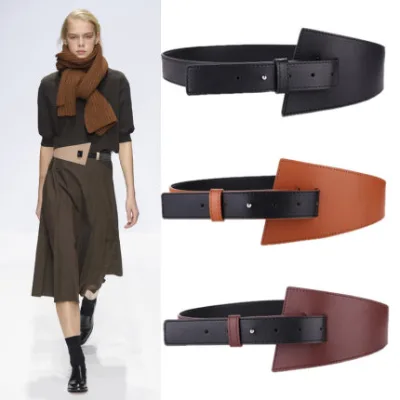 Genuine Leather Strap Belt Brief Irregular Personality Girdle Women Fashion All Match Soft Cowhide Long Cow Knot Belts Dress