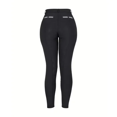 Customizable Equestrian Breeches in Black Comfortable Silicone Grip Horse Riding Spandex Tights Custom Logo for Sports Clothing