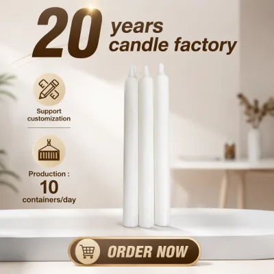 Comorin Market Paraffin Wax Big Size White Candles 23cm Long Stick Candles Bougies