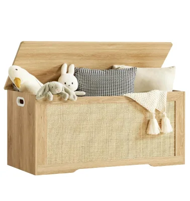 Entryway Multifunctional Natural Wooden Storage Bench Kids Toy Storage Chest