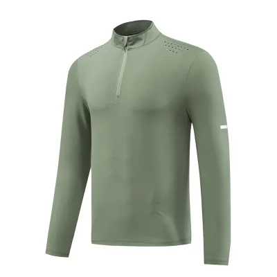 Custom logo Half Zip Quick Dry Breathable Workout Gym Athletic Active Sweatproof Compression Men Sweatproof Undershirt