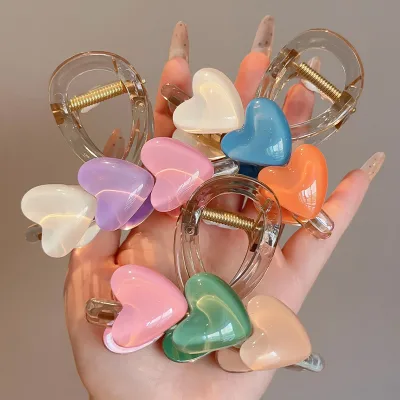 AITONGNew Contrast Color Luxury Acrylic Heart Hairpins 10cm Trendy Fashion Women Hair Accessories