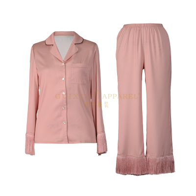 2022 New Design 2 Piece Soft Silk Satin Pyjama Set Popular Print Polyester Pyjama Set
