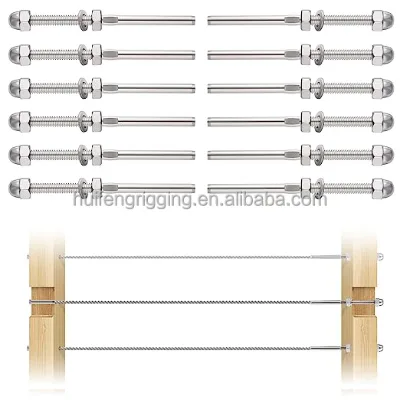 Huifeng Cable Railing Hardware T316 Stainless Steel Tensioner Overall Length Wood Metal Post Deck Stair Hand Swage Threaded Stud