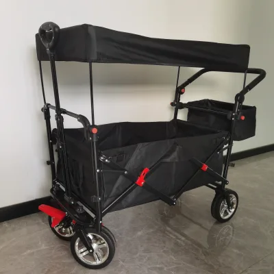 Factory's Heavy Duty 2-in-1 Outdoor Wagon Baby Stroller 4-Seater Waterproof Rain Cover Canopy Adjustable Handle OEM Shopping