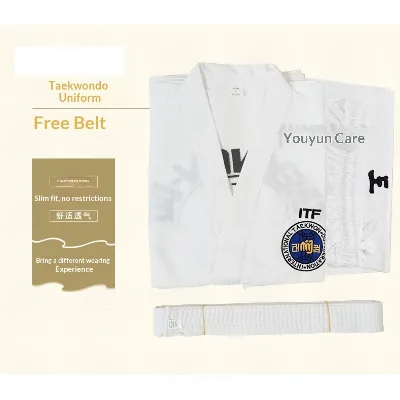 ITF Taekwondo Training Uniforms for Children Adults Comfortable Polyester Striped Fabric Cotton Blend Lining Customizable