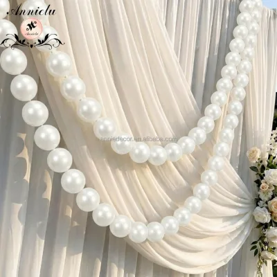 ANNIELU Wholesale Plastic Pearl Ball Garland String Curtain for Wedding Ceiling Drapery Backdrop & Event Decor