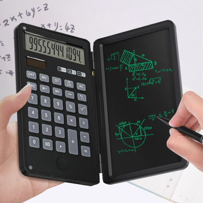 Financial Calculator Basic Mute Desk Calculators with Writing Tablet Portable and Foldable Desktop Calculator