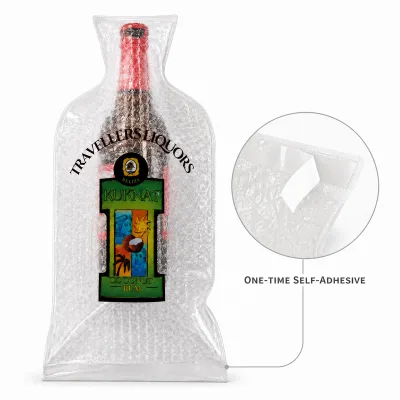 Custom Transparent PVC Wine Travel Protector Bag Wine Protector Sleeve Disposable Wine Bottle Protector
