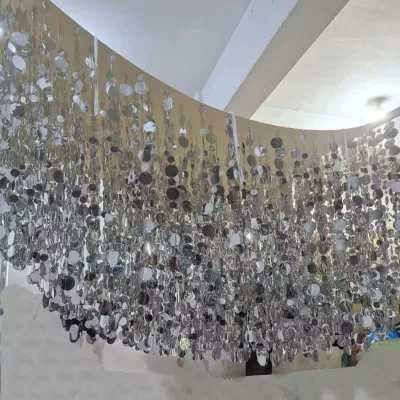 LED Gold Silver Sequin Beaded Waterproof Curtain for Ceiling Backdrop Decoration Wedding Party Decor Supplies Wedding Props IP33