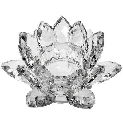 K9 Optical Hand-Cut Clear Crystal Lotus Candle Holder for Home Decor Weddings Feng Shui & Women's Gifts Other Crystal Crafts