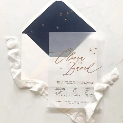 Customized Floral Design Party Invitation Wedding Invitation with Vellum Envelope