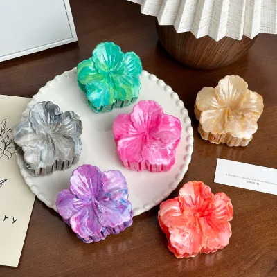 Custom Hair Accessories Cellulose Acetate Material Colorful Temperament Flower Gripper Claw Clips Hair Claw for Women