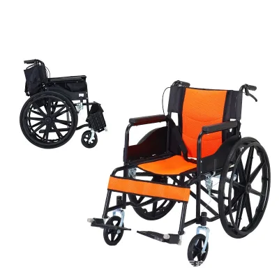 Ary Medical High Carbon Steel Manual Lightweight Folding Wheelchair CE Certified 100-125kg Capacity for Disabled People Elderly
