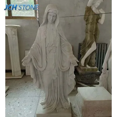 Hand Carved Granite Marble Stone Maria Angel Figure Statue for Cemetery Garden Church Decoration