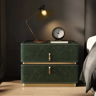Affordable Luxury Solid Wood Nightstand, Bedroom Storage Unit with Two Drawers, Ready-to-assemble Cabinet
