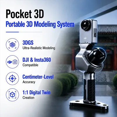 Foxtech Pocket 3D 3DGS 3D Scanner Modeling System Compatible with DJI Osmo 360 Insta 360 for Photorealistic 3D Modeling