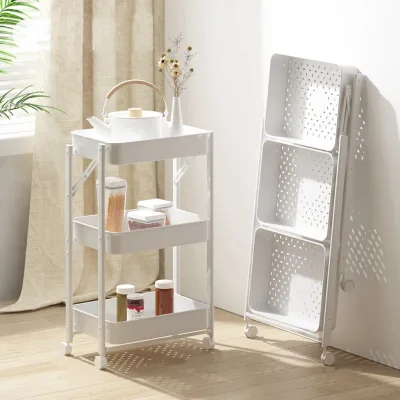 Customizable Colors Carbon Steel Home Storage Rack 3-Tier Utility Cart Home Storage Cart