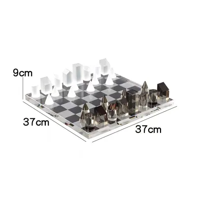 Custom Made Plexiglass Chess Set Luxury Black & Clear Acrylic Checkers Set