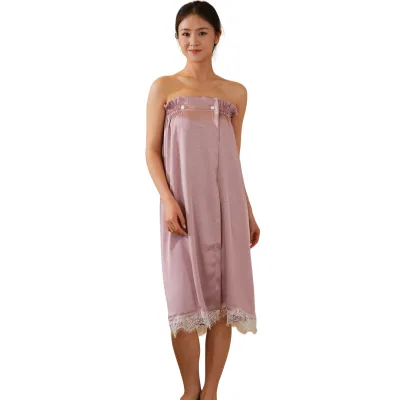 Satin Silk Lace Bath Wrap for Women Short Bridesmaid Bathsirt for Bridal Wedding Party Bride Satin Bathrobe