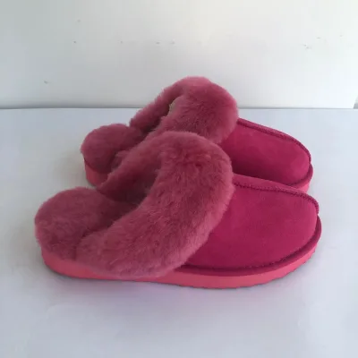 Sample Support Top Grade plum Color Australian Double Faced Sheepskin slippers