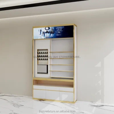 High-end Perfume Store Display Cabinet Wooden Cosmetics Perfume Showcase Design LED Lights Perfume Display Wall Cabinet