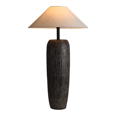 Wabi Sabi Home Hotel Ceramic Corner Stand Light Fabric Lampshade Vintage Floor Lamps for Living Room Decor