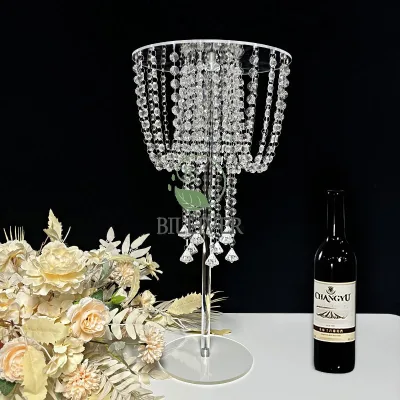 New wedding decoration acrylic transparent bead curtain gold flower stand wedding centerpieces wedding props floral decoration