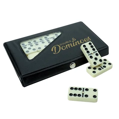 Factory Hot Sale Double 6 Domino Set Standard 5010 Ivory Dominoes Spinner Custom Dot in Black Pvc Box Manufacturers for Game