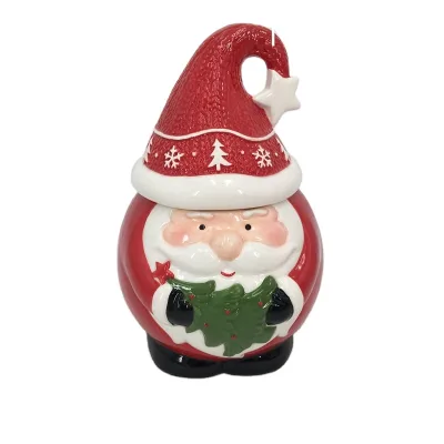 Hand Painted Vintage Ceramic Santa Claus Head Cookie Jar ODM