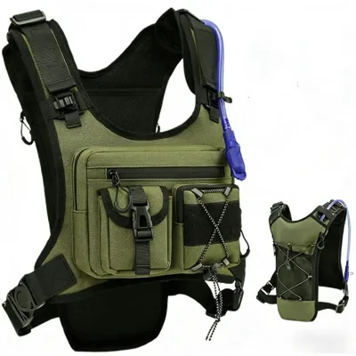 Outdoor Tactical Breathable Waterproof Ultra-Lightweight Hydration Chest Pack Bag for Men's Running Sports & Hiking
