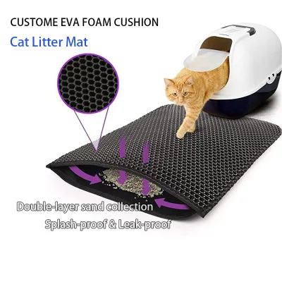 Cat litter box mat with double-layer structure, anti slip and sand collection mat, easy to clean cat litter mat Carpet mat