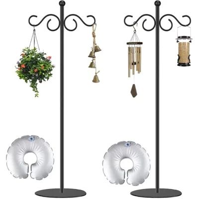 JH-Mech Wind Chime Hanger Stand Multi-functional Waterproof Adjustable-Height Standing Pole Holder Steel Bird Feeder Pole