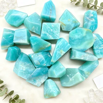 Wholesale Natural Polished Amazonite Free Form Caribbean Calcite Crystal Stone Ornaments for Home Decor
