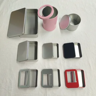 Black Slide Lid Hinged Round Mint Pill Tins Child Resistant Wrapper Candy Packaging Tin Boxes for Sweets