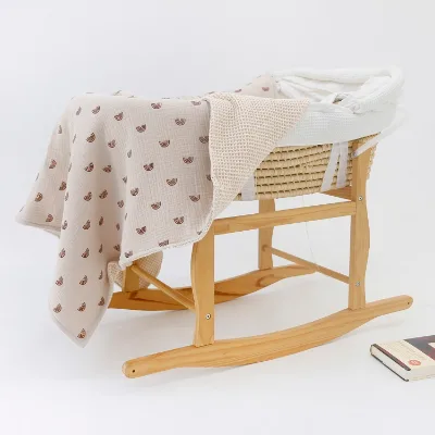 Premium Quality Digital Print Ultra Soft No Shrinkage Receiving Waffl Throw Baby Wrap Cellular White Waffle Blanket for Sofa